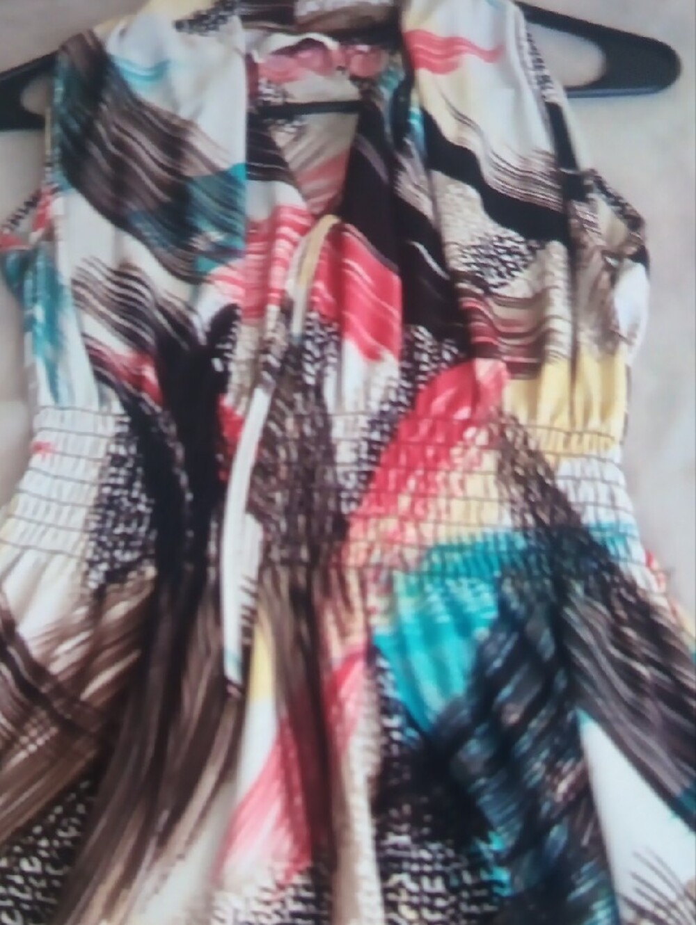Sleeveless Multicolor Brushstroke Maxi Dress - Picture 3 of 5